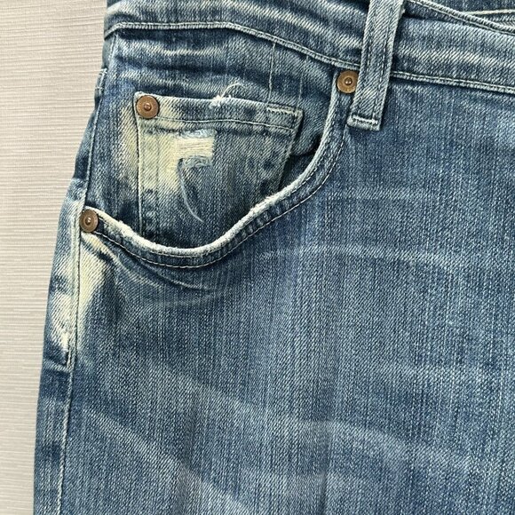 7 For All Mankind Jeans Mens 33 Bootcut Cotton Pockets Holes Distressed Fray Hem - Picture 5 of 16